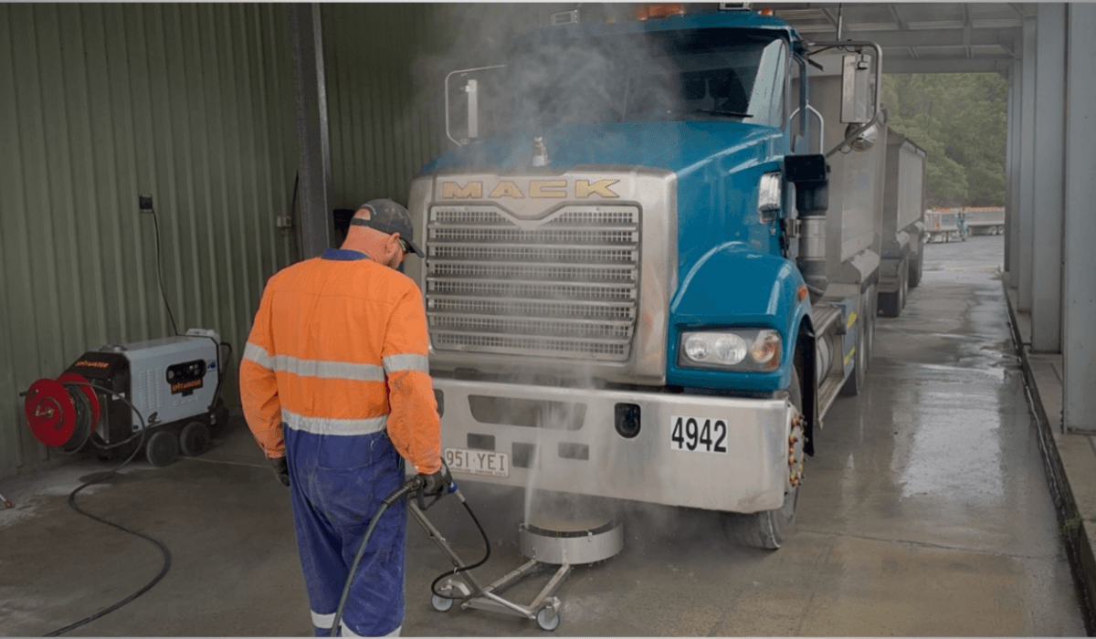 Heidelberg Materials Keeps Trucks and Roads Clean with Hot Water